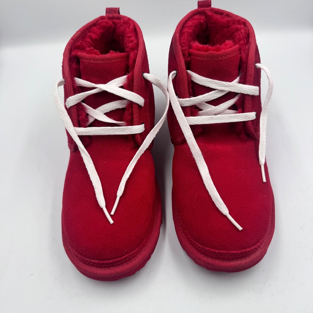 UGG NEUMEL CHUKKABOOTS Womens Size 6 Red Suede Shearling Lined Lace Up 1017320K - Picture 8 of 12